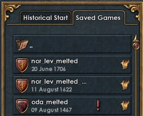 Screenshot of EU4 showing a melted save being loaded